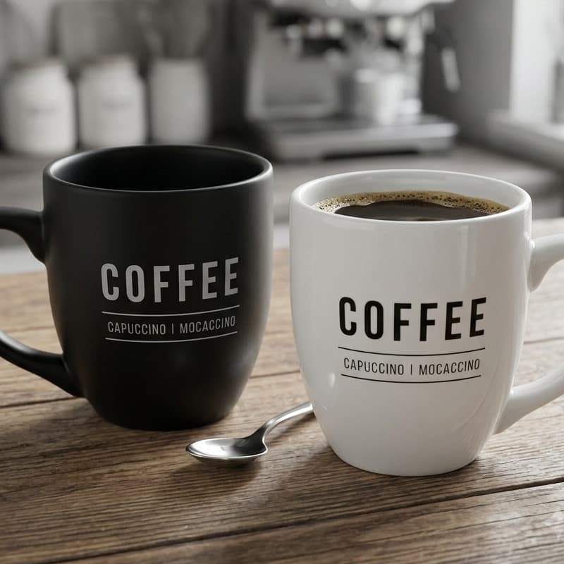 Caneca Café De Porcelana Manhattan Branco e Preto 300ml Hauskraft