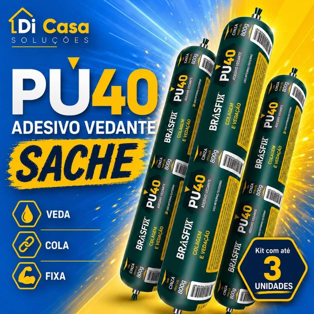 Adesivo Selante PU40 Sachê 800G Cinza Brasfix