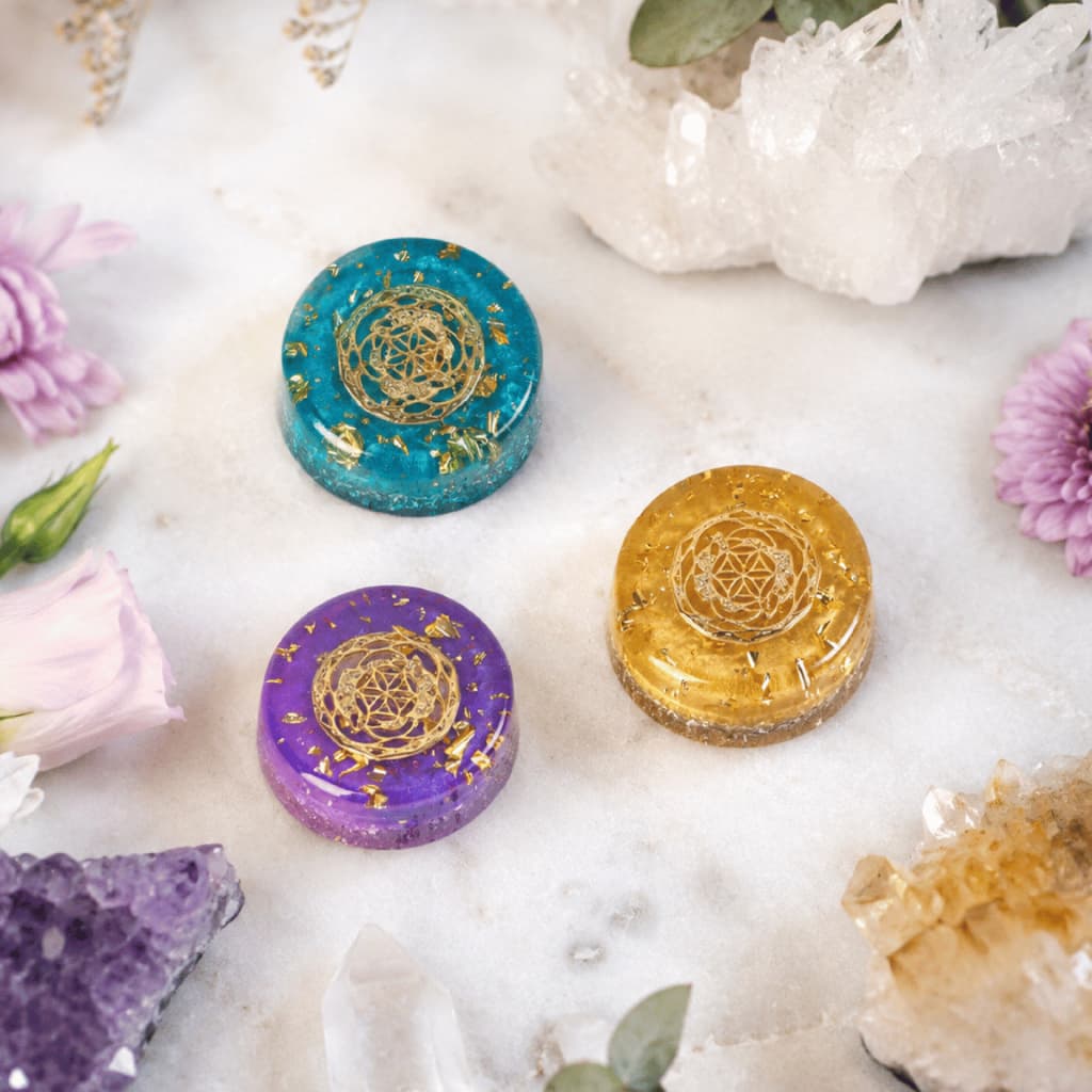 Orgonite de Bolso 4cm Proteção Energia Positiva Cristais Reiki Frequência Hertz Amuleto Meditação
