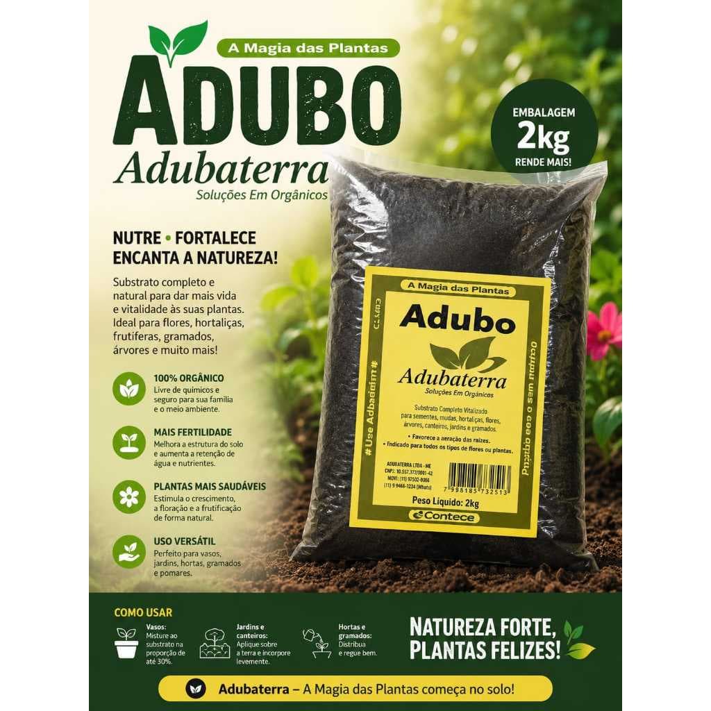 ADUBO ORGÂNICO PRONTO PARA USO 2 KG