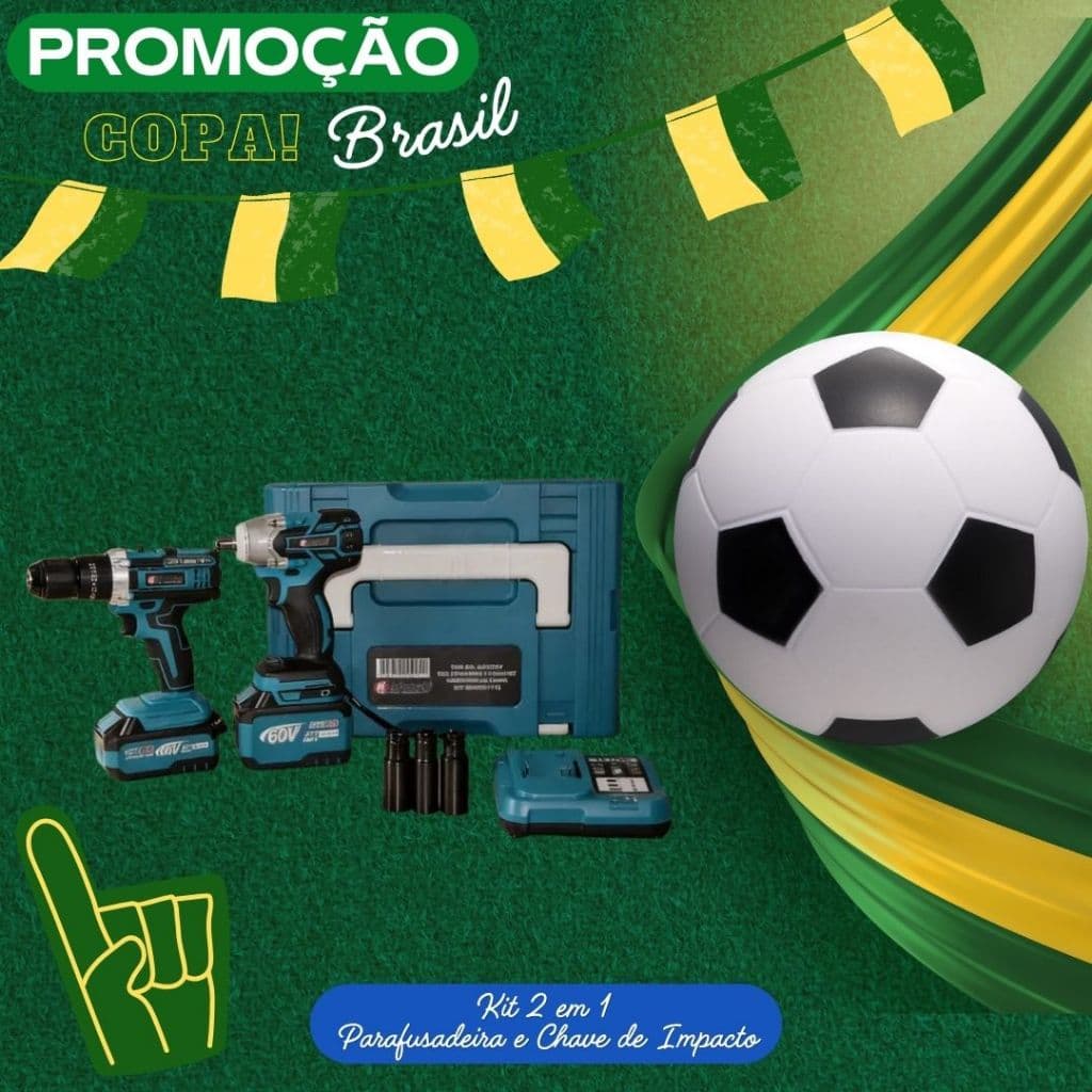 Kit 2 Em 1 Parafusadeira E Chave De Impacto 60v Nakasaki