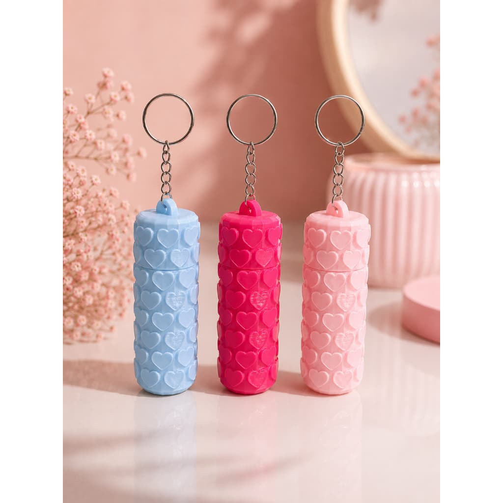 Chaveiro Porta Batom Coração Rosa | Porta Protetor Labial para Mochila e Bolsa