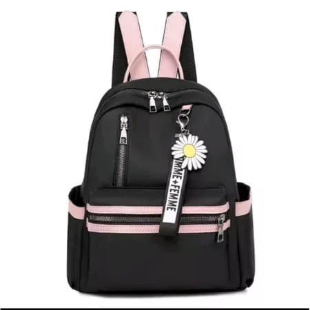 Mochila Bella Flower - Nylon casual Feminina / à prova d'água / mochila escolar com o acessório da flor