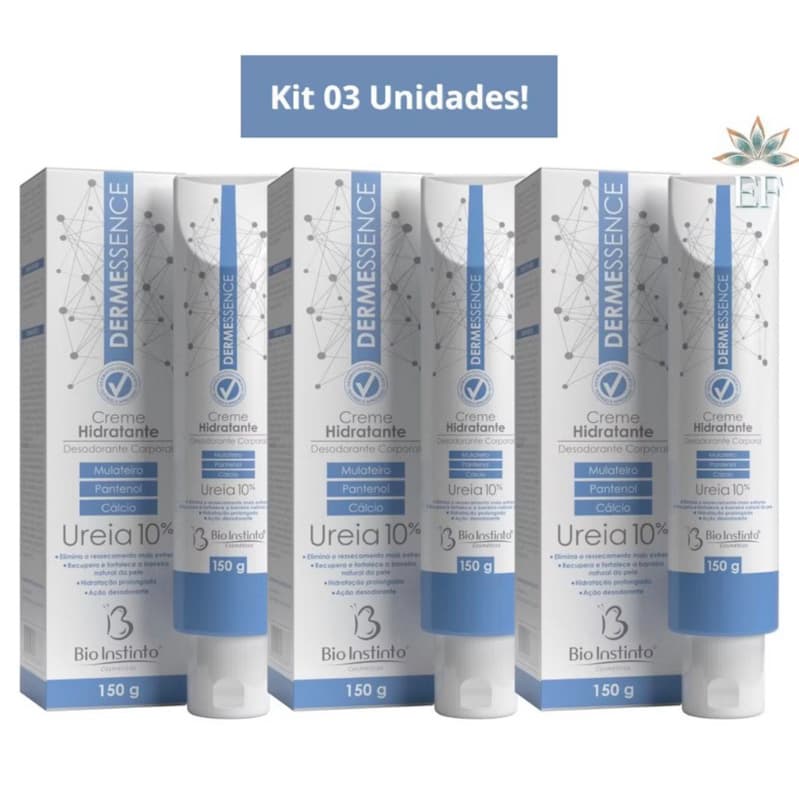 Kit 3 - Creme Hidratante Dermessence 150g - Bio Instinto - Pele Seca Uréia 10%