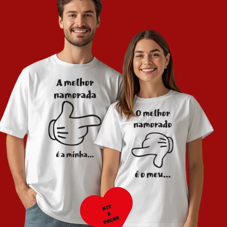 Kit Camiseta Casal Dia Dos Namorados Frases Estampada
