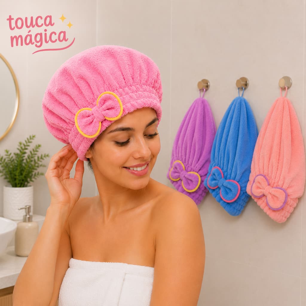 Touca de banho para secar cabelo Toalha de Microfibra