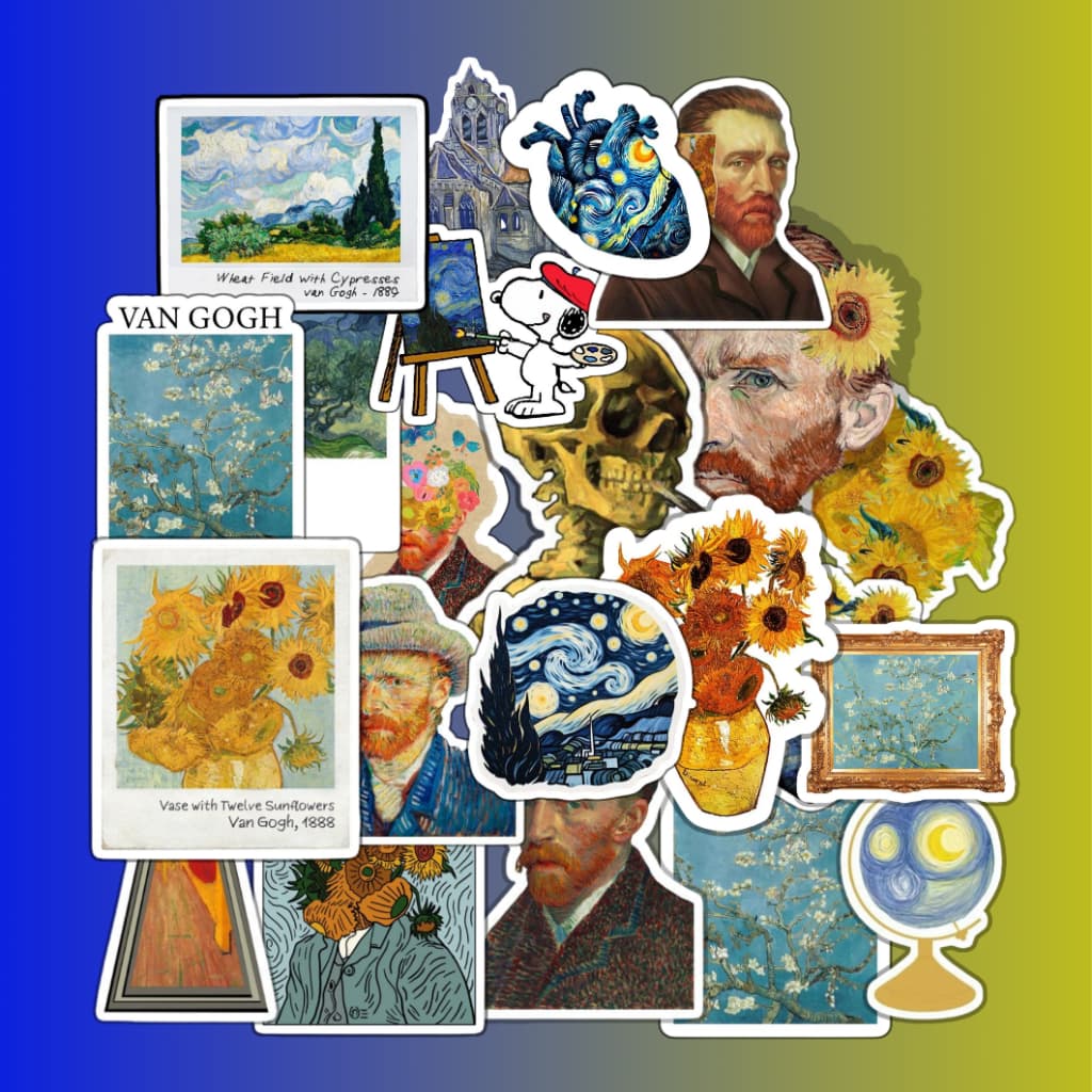 Kit Adesivos Van Gogh Art Premium para Decoração de Scrapbooking/Material de Papelaria/BUJO