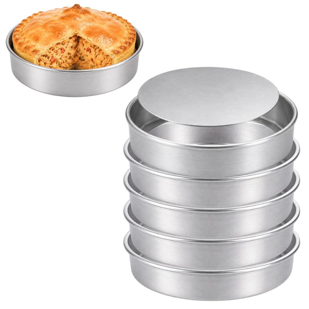 5 Forminhas Em Alumínio Para Tortas 9,5X2,5Cm Base Removível Para Padarias