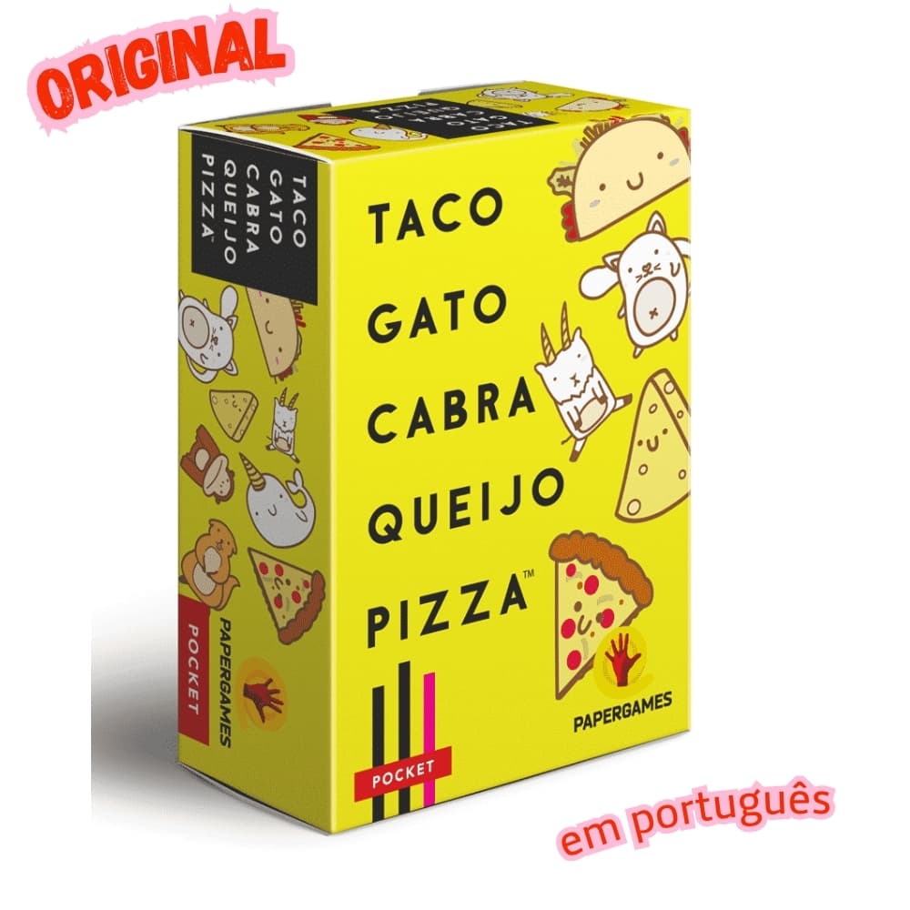 Kit Taco Gato Cabra Queijo Pizza Português Jogos de Carta Uno Papergames Fácil Divertido Familia