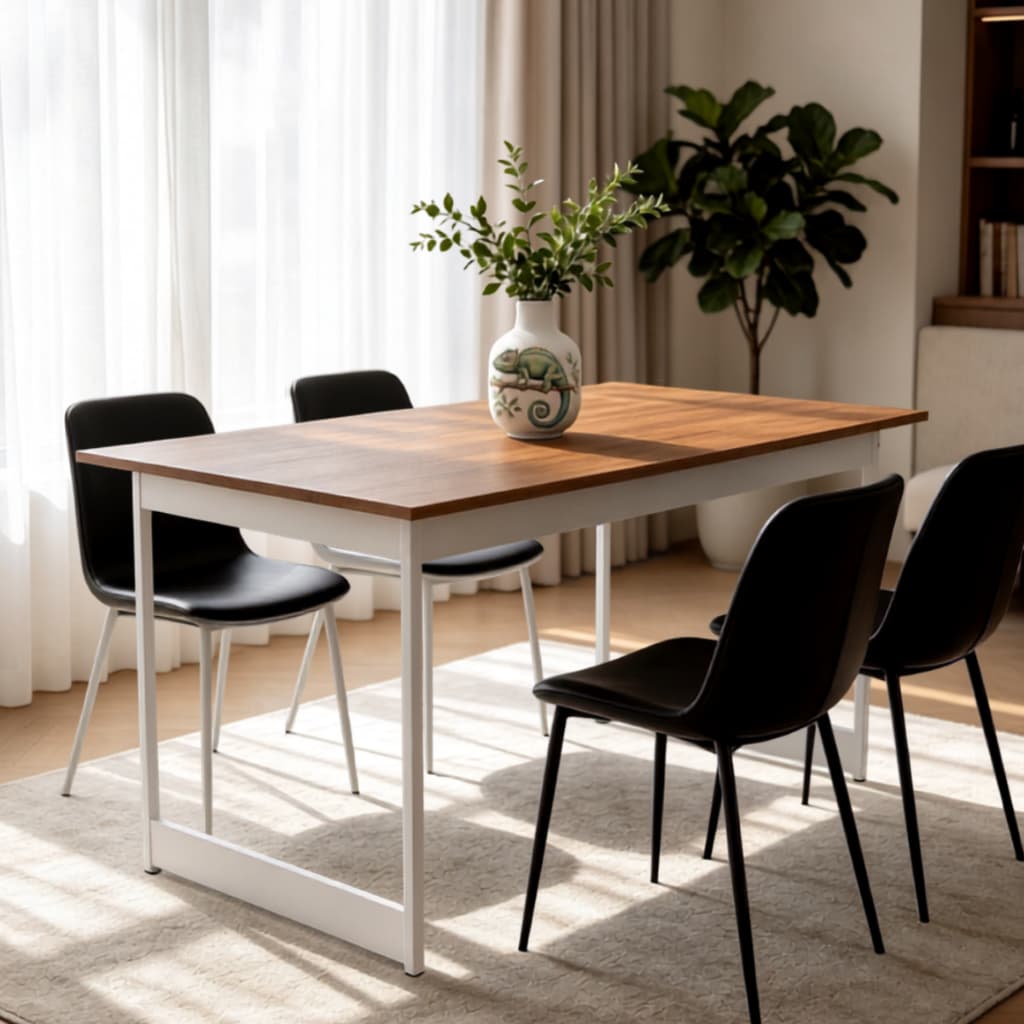 Mesa de Jantar Estilo Industrial 4 Lugares Pés De Aço 112x74cm Wild Móveis Camaleão