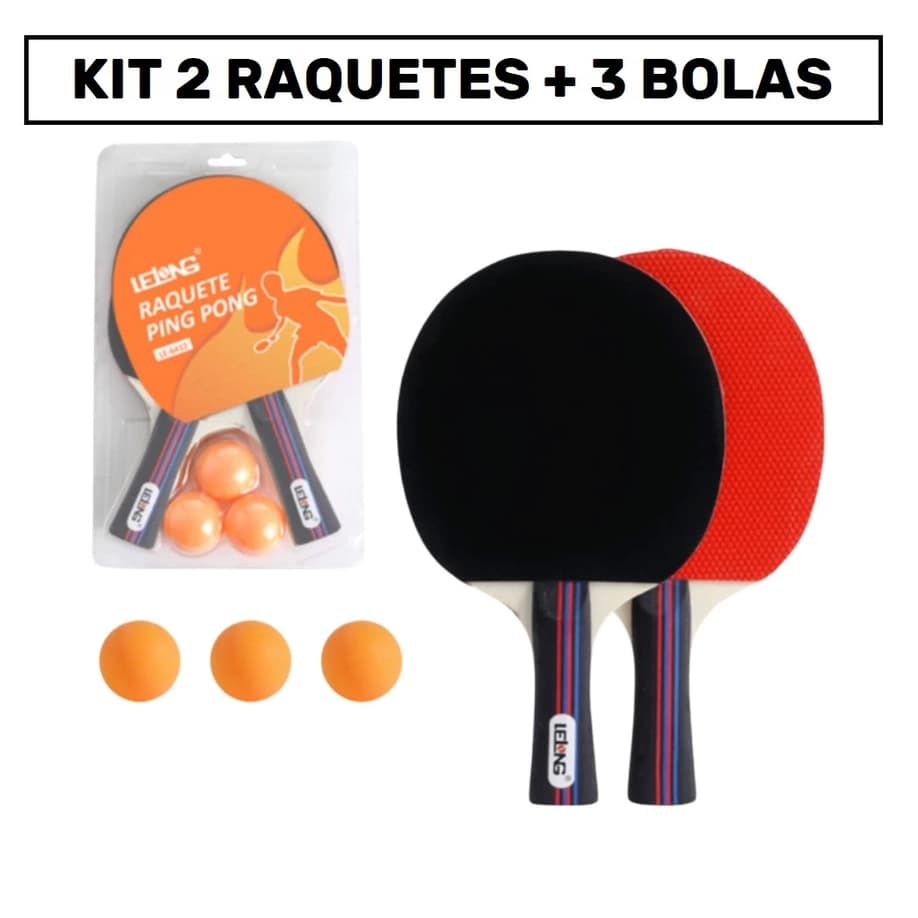 Kit 2 Raquetes Ping Pong Tênis De Mesa Profissional + 3 Bolas