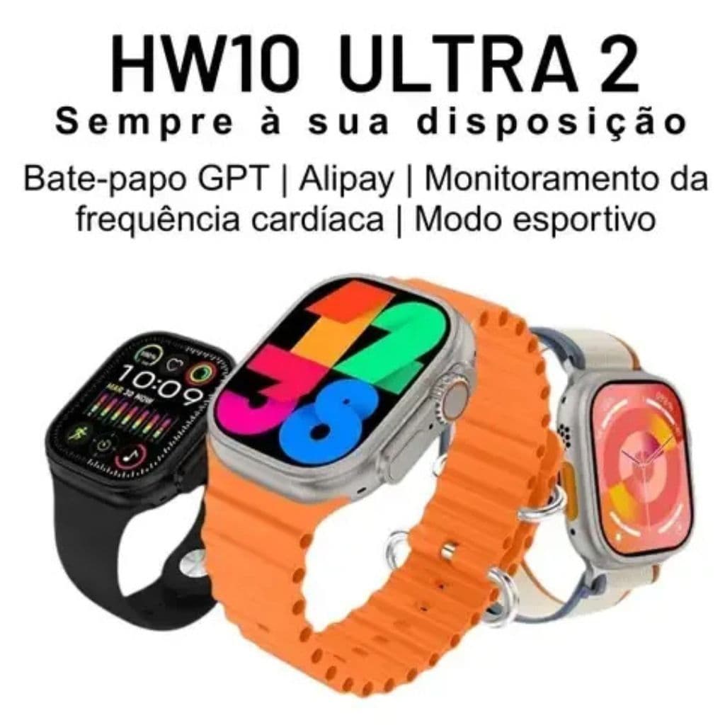 Relógio Inteligente Smartwatch Hw10 Ultra 4 Pulseiras + Acendedor Eletronico