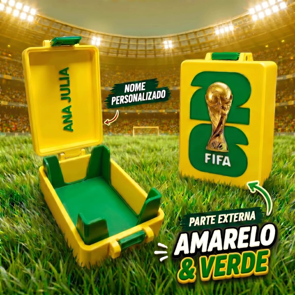 Caixa Porta Figurinha Nome Personalizado Copa 2026 Caixa Organizadora Case Estojo Álbum Coleção