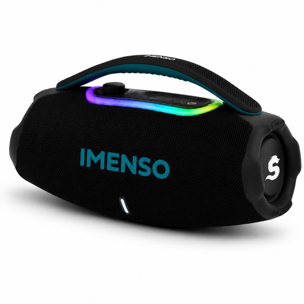 Caixa De Som Bluetooth 60W RGB Portátil TWS USB TF AUX Bateria 4000mAh IMENSO IMS-X38 A