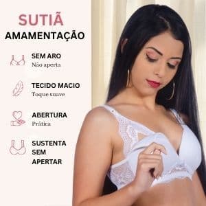 Sutiã Amamentação Com Bojo Sem Aro Maternidade Pós Parto Confortável Renda Microfibra