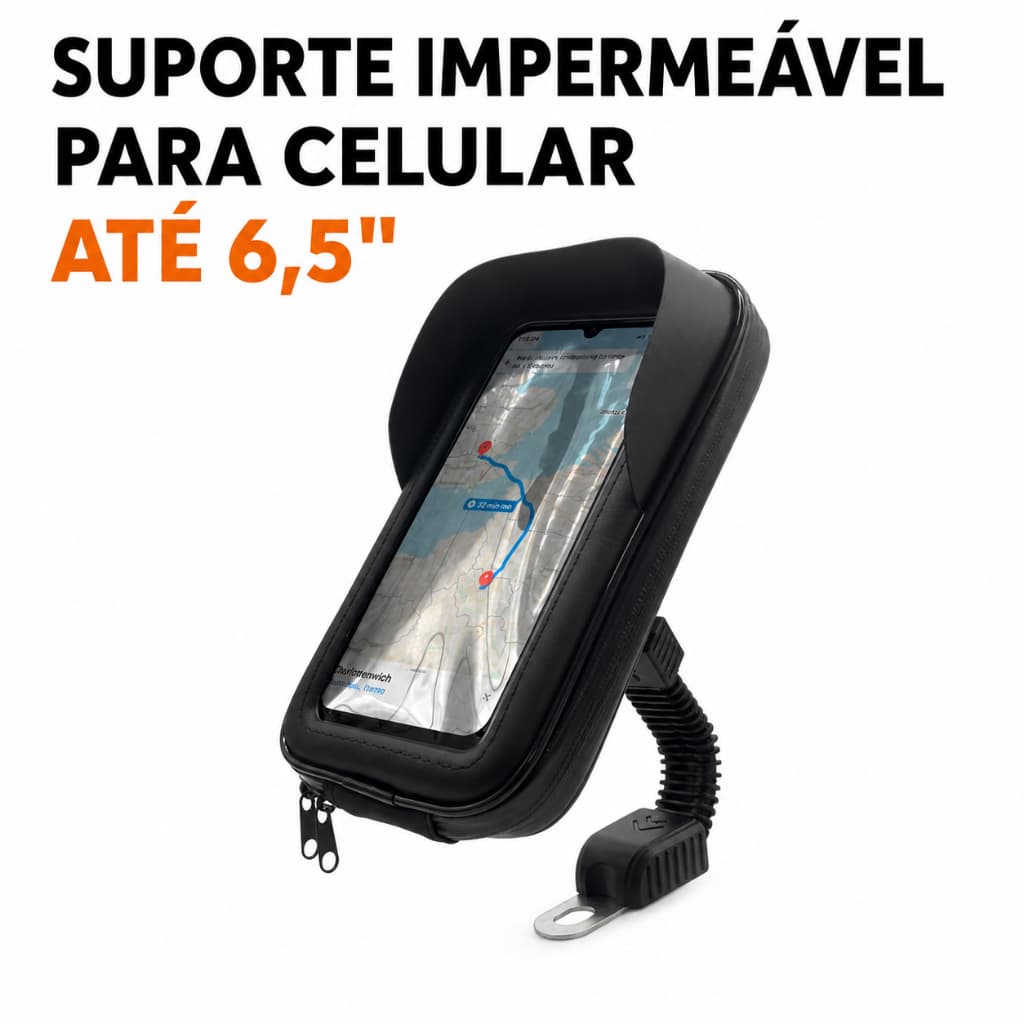 Suporte Celular Guidão Bike Moto Impermeável Bolsa Capa Protetora Touch 6,5 Pol LEY-1958