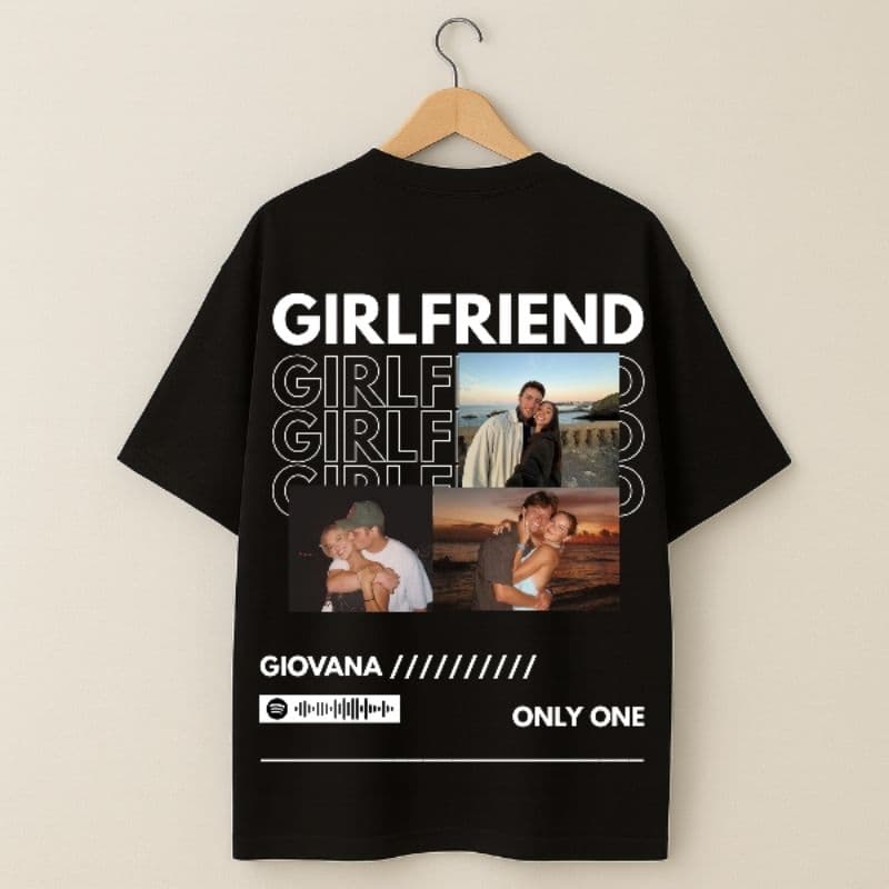 CAMISETA UNISSEX CASAL PERSONALIZADA FOTO NOME E INICIAL