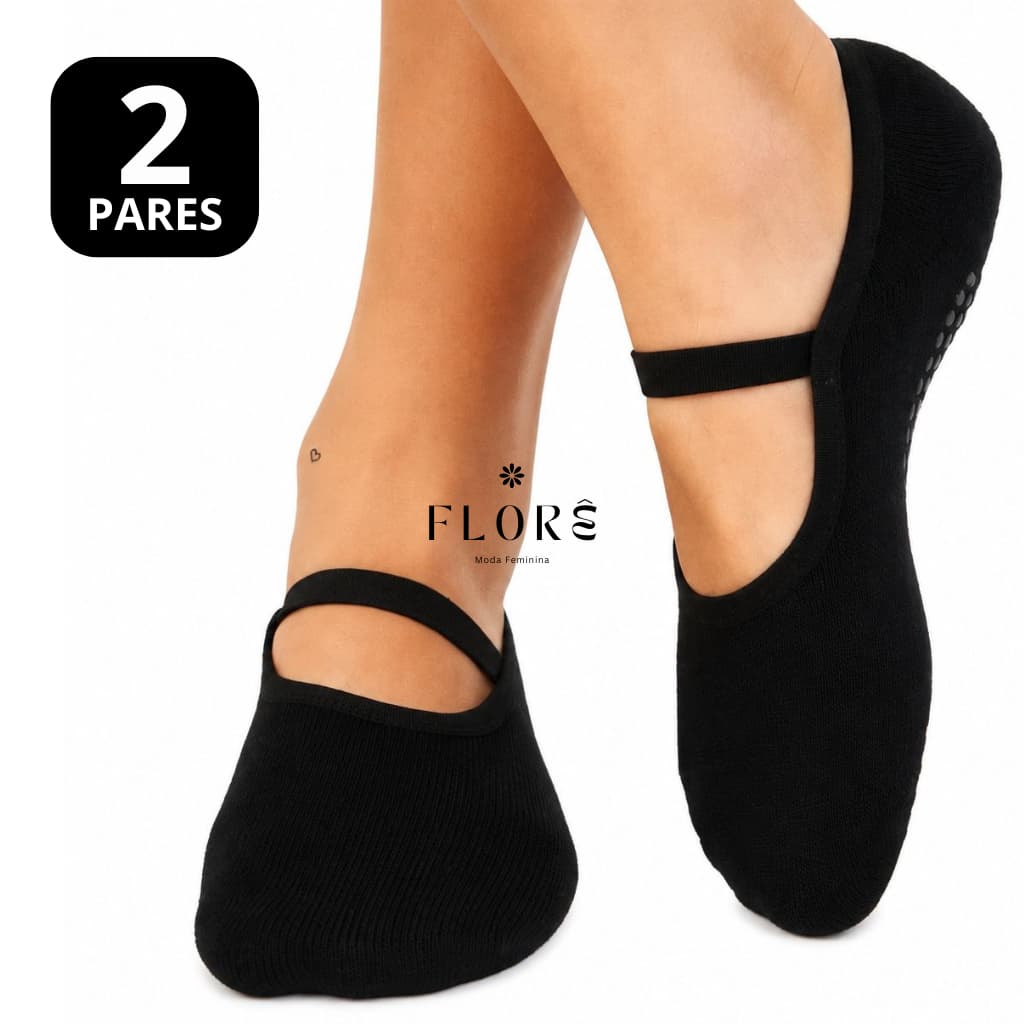 2 Kit Pares de Meias de Pilates Yoga  Sapatilha Pilates E Hidroginástica Antiderrapante Unissex