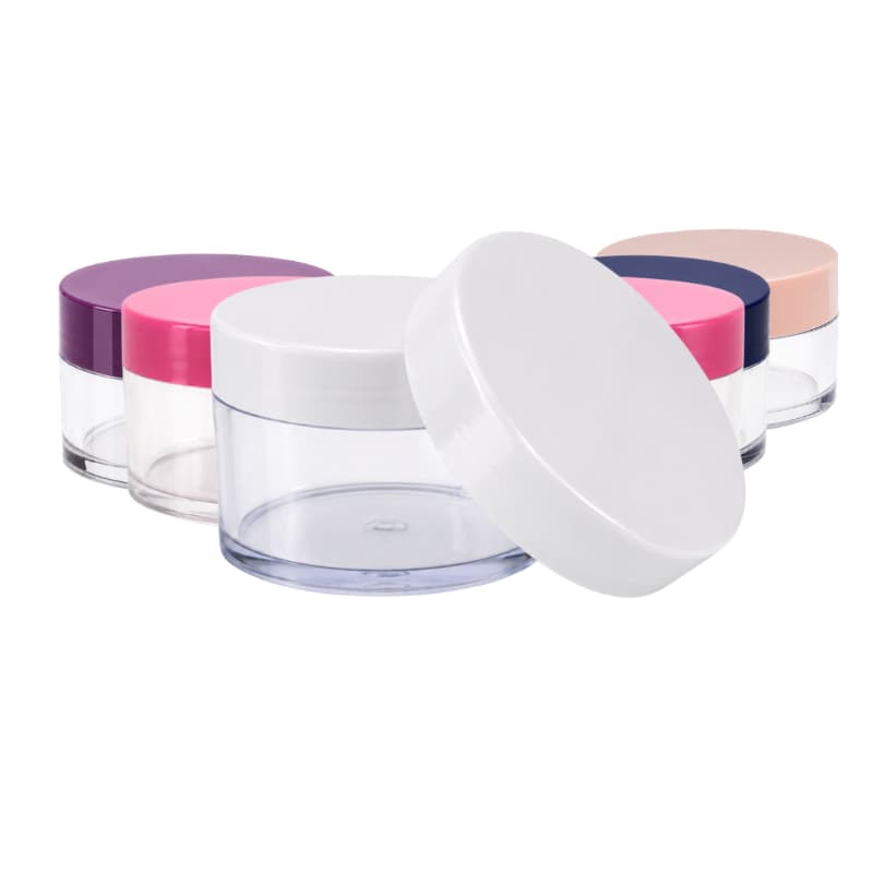 20 Pote Plástico Transparente 50g para Cosméticos e Cremes Com Tampa Multicolor
