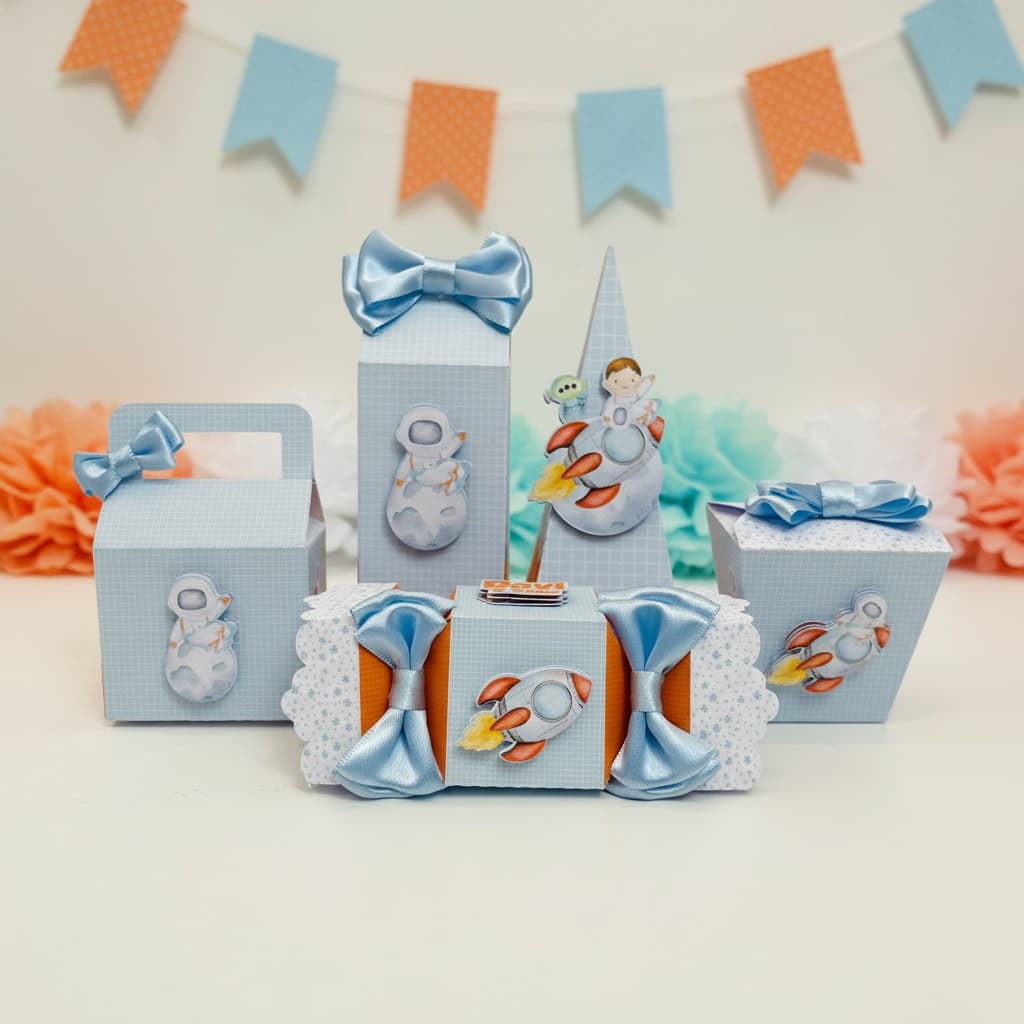 Kit Festa Pegue e Monte - Lembrancinhas Personalizadas Astronauta - Aniversário - Caixa Milk Personalizada
