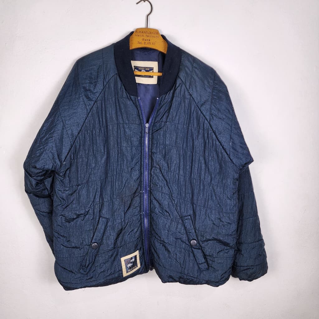Brechó Japona Casaco Polo Bear Anos 90 Azul Matelassê Térmica XG Vintage C.G.C.