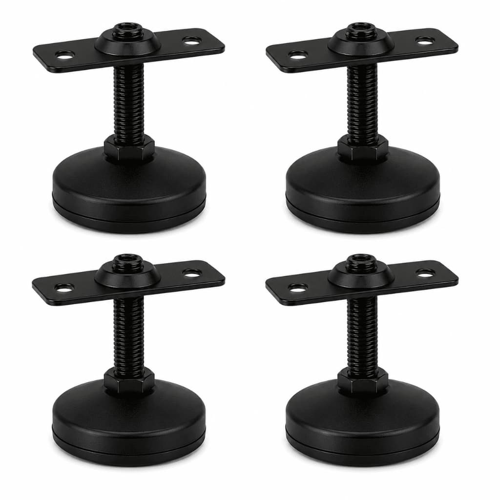 Kit Jogo 4/6/8/10/12 Sapata Pé para Móvel Nivelador Pezinho Regulável 7cm - Preto