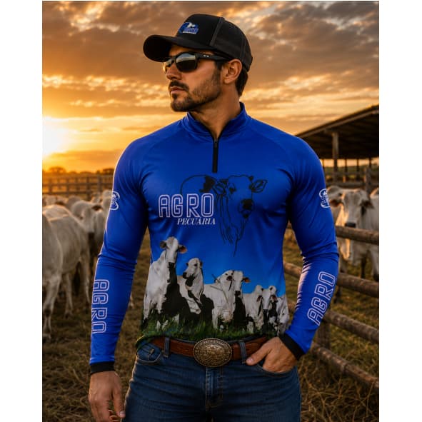Camisa Camiseta Agro Pecuária Masculina Proteção Solar Uv50 Gll57