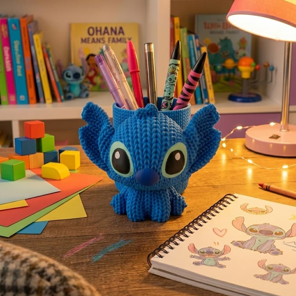 Porta Canetas Stitch Suporte Organizador 3d Decorativo