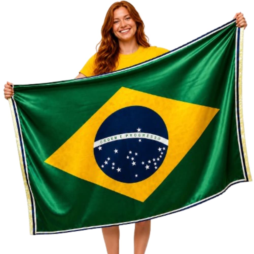 Bandeira Do Brasil Grande 1,50x1,00m Dupla Face Copa Do Mundo 2026 Tecido Brilhante