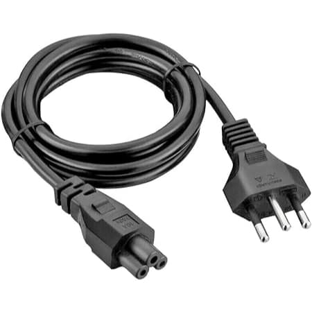 Cabo de Força Tripolar 3 Pinos para Notebook, TV e Eletrônicos, 1,35m, Preto