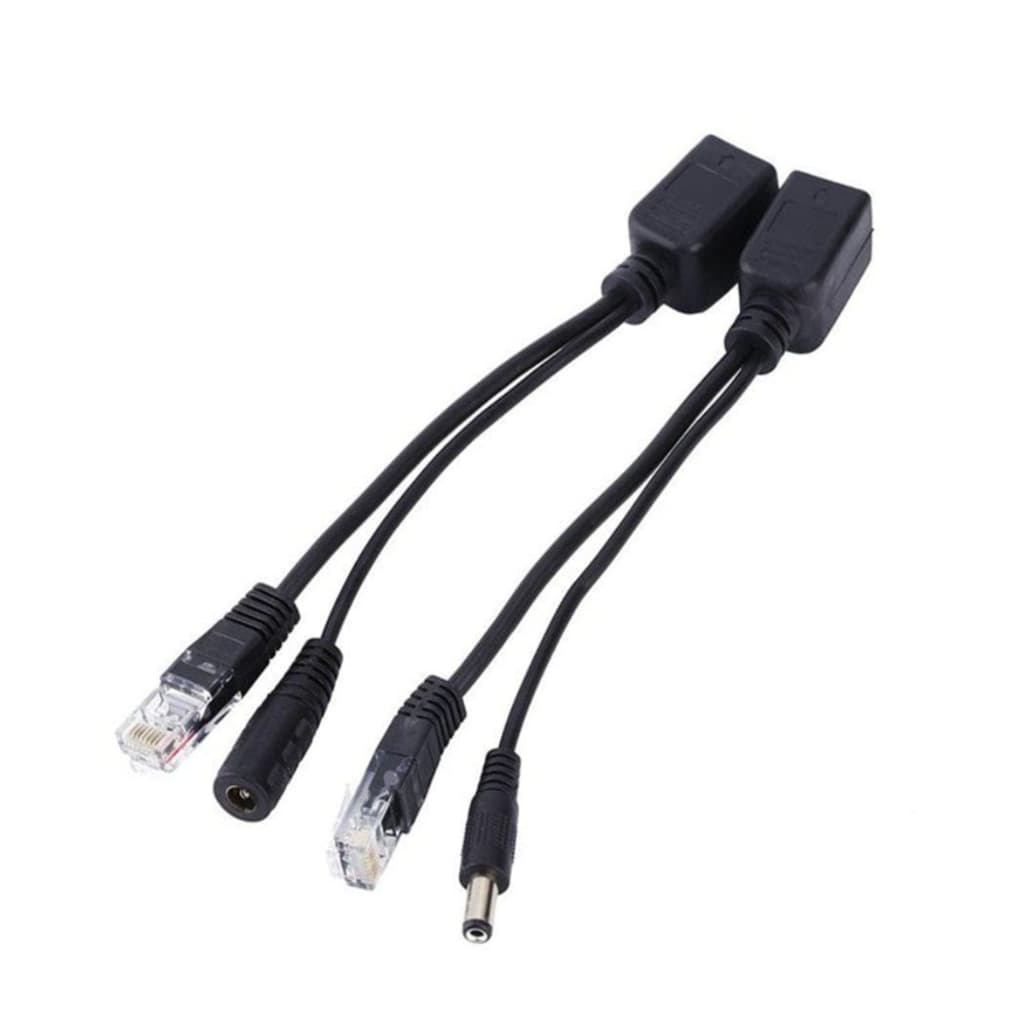 Par De Cabo Adaptador Poe Rj45 12v 2a Ethernet Até 30metros