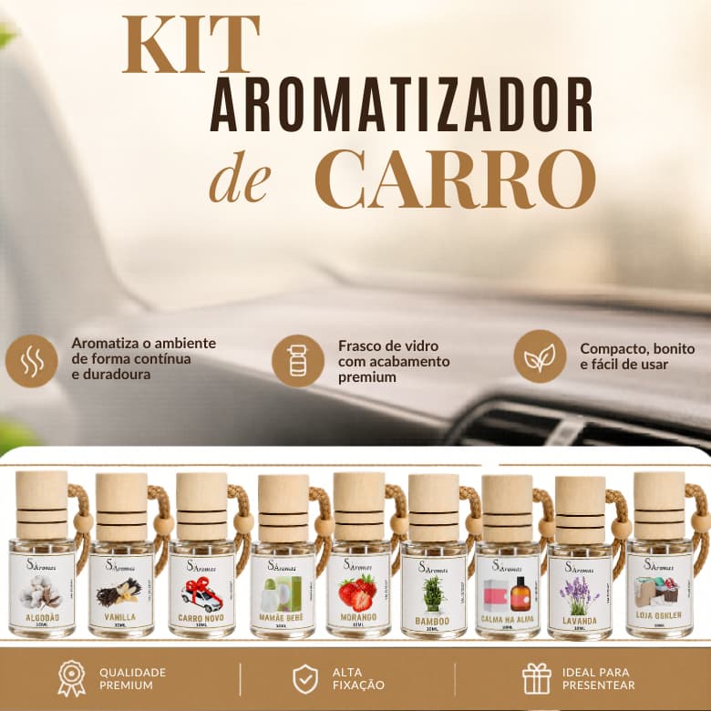 KIT com 2 Aromatizadores de carro Cheirinho para carro – 10 ml (Concentrada à base de óleo)