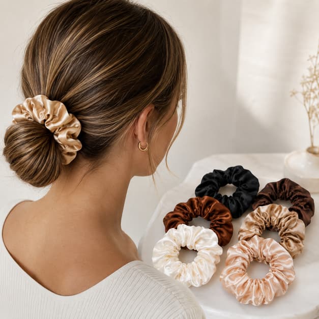 Kit 24 Laços De Cabelo De Cetim De Seda Para Mulheres Elásticos Macios Sem Crosta