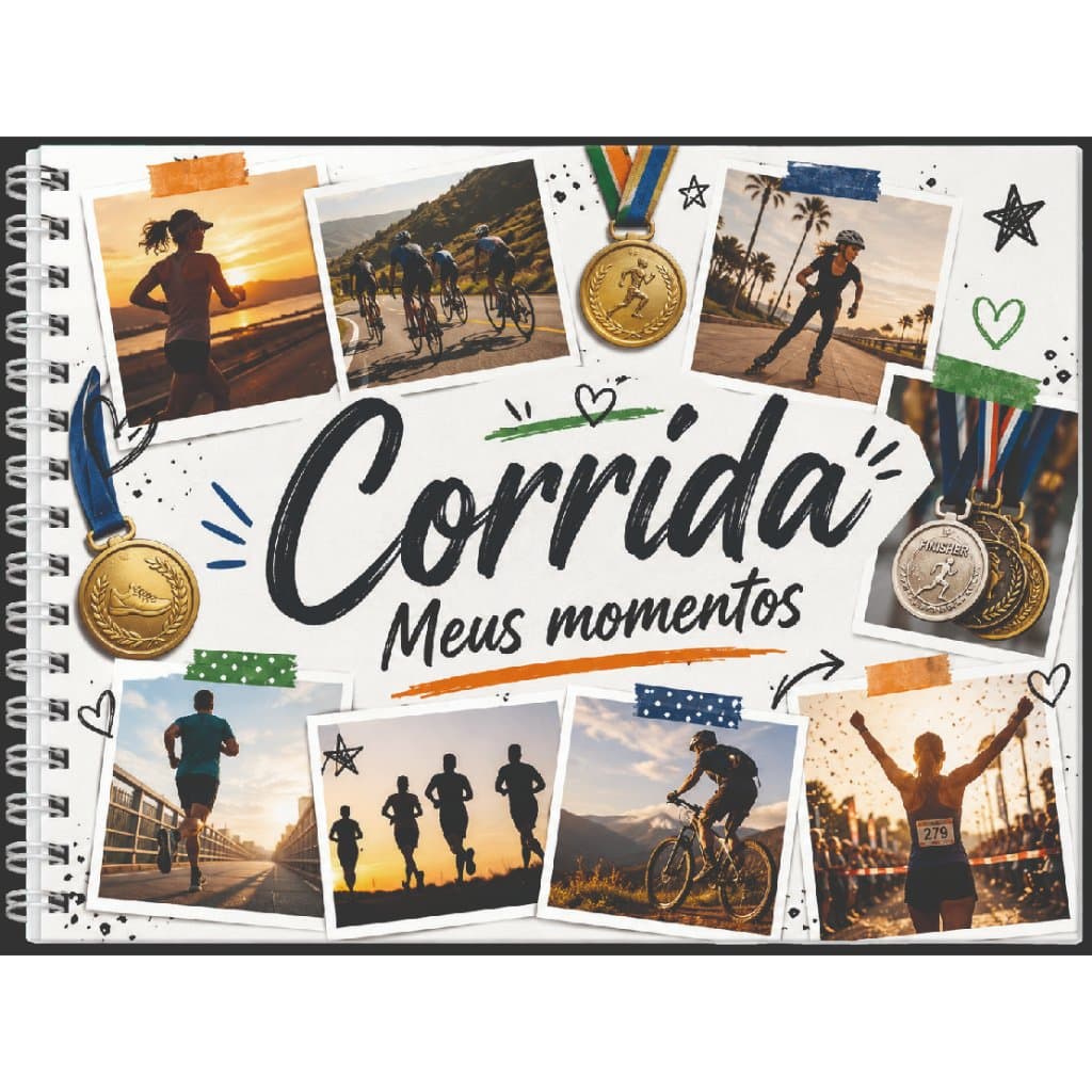 Álbum de Corridas - Guarde momentos, guarde histórias - 40 folhas 150 gramas