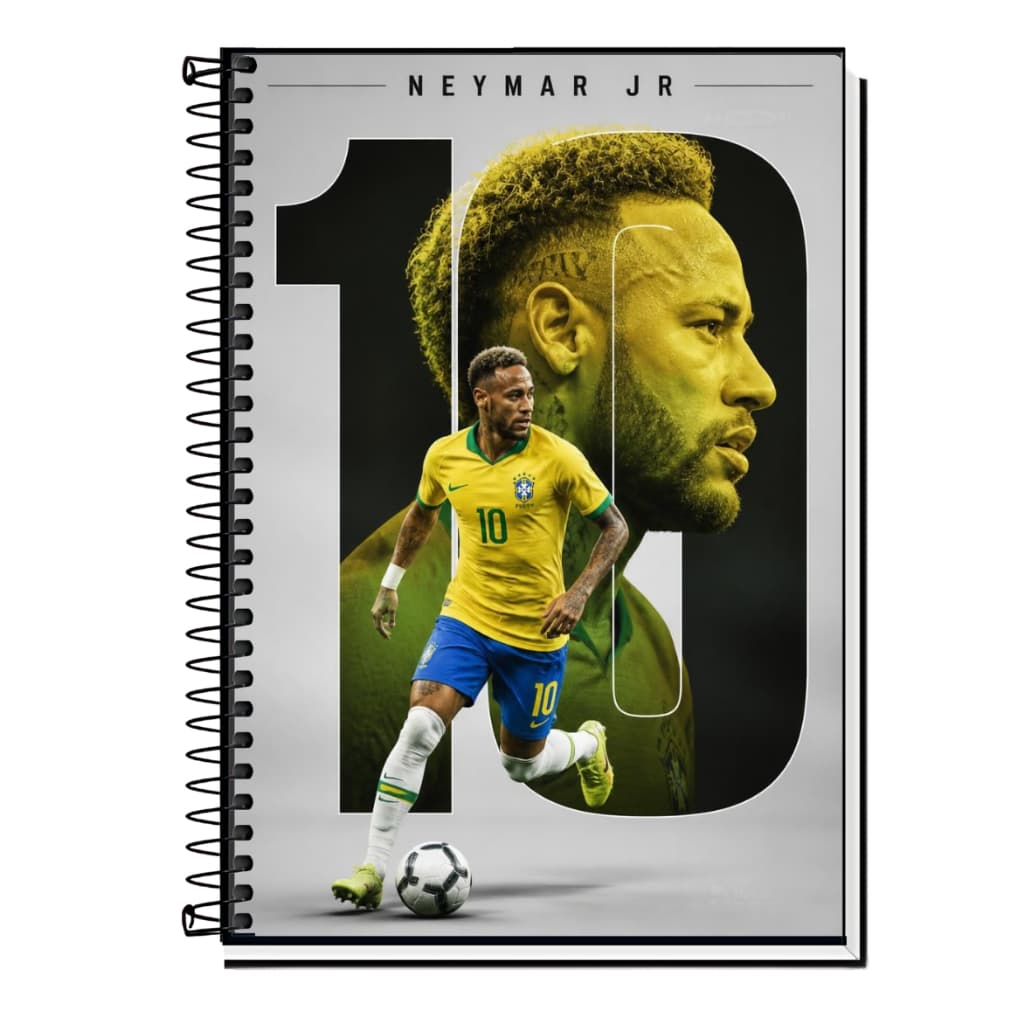 Caderno Personalizado Neymar Seleção 2026| Capa Dura |1 a 20 Matérias |Escola, Organização.