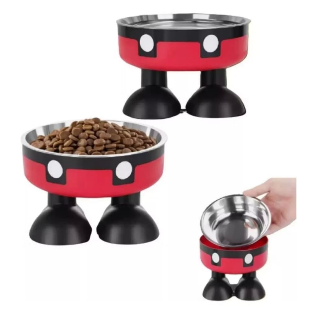 Tigela para Pets em Aço Inoxidável Vermelho - Postura Correta e Fácil de Limpar