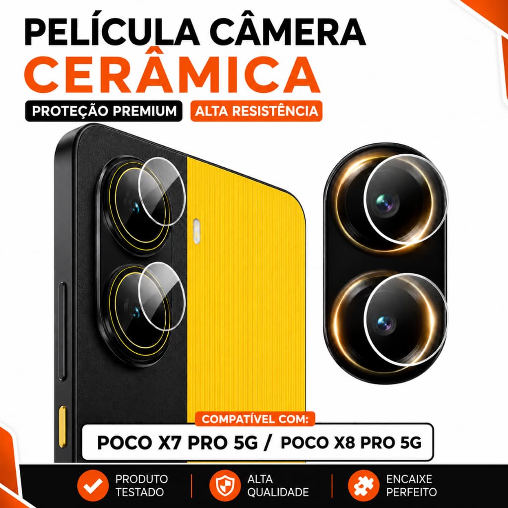 Pelicula Poco X7 Pro 5G / Poco X8 Pro Câmera Cerâmica Transparente para Lente Resistência Peliculas
