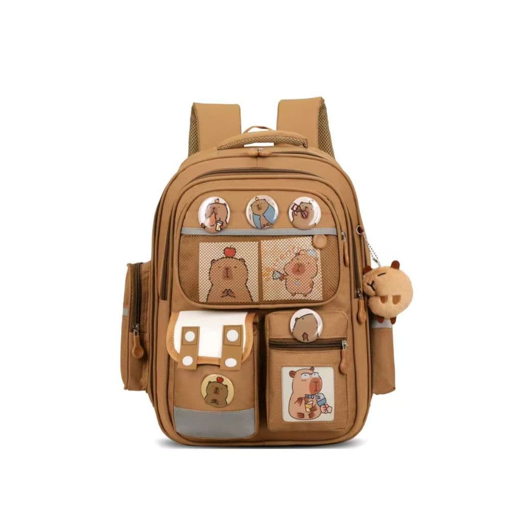 Mochila Escolar Capibara Kawaii Com Compartimentos E Compart CHAVEIRO