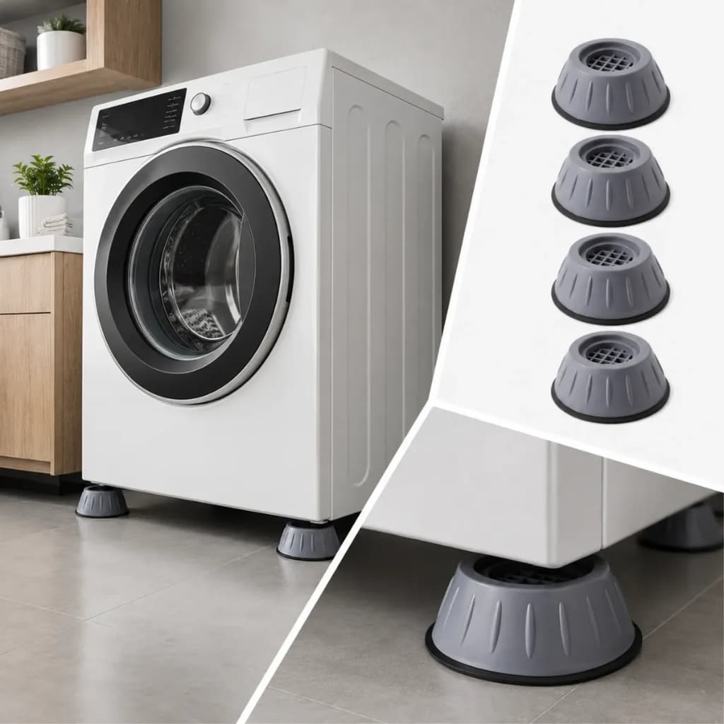 Kit com 4 Pés Niveladores para Máquina de Lavar e Secar – Antivibração para Refrigerador, Fogão e Lava Louças
