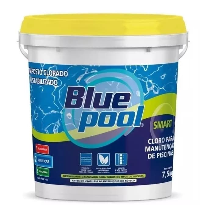 Balde Cloro Smart 7,5Kg Multiação Granulado Bluepool Limpeza Piscina Fluidra