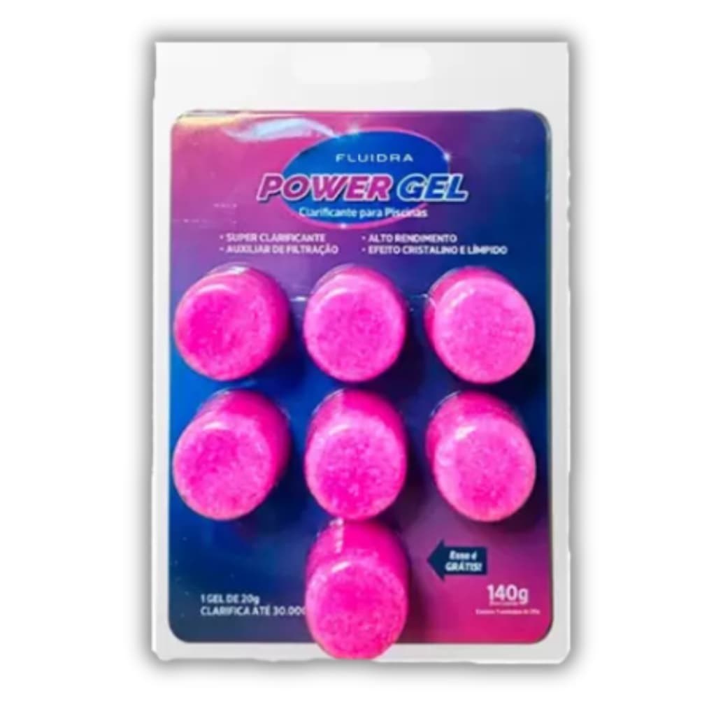 Power Gel Clarificante Em Gel Para Limpeza De Piscina 140g 7 Blocos Auxiliar De Filtracao Para Até 210 Mil Litros
