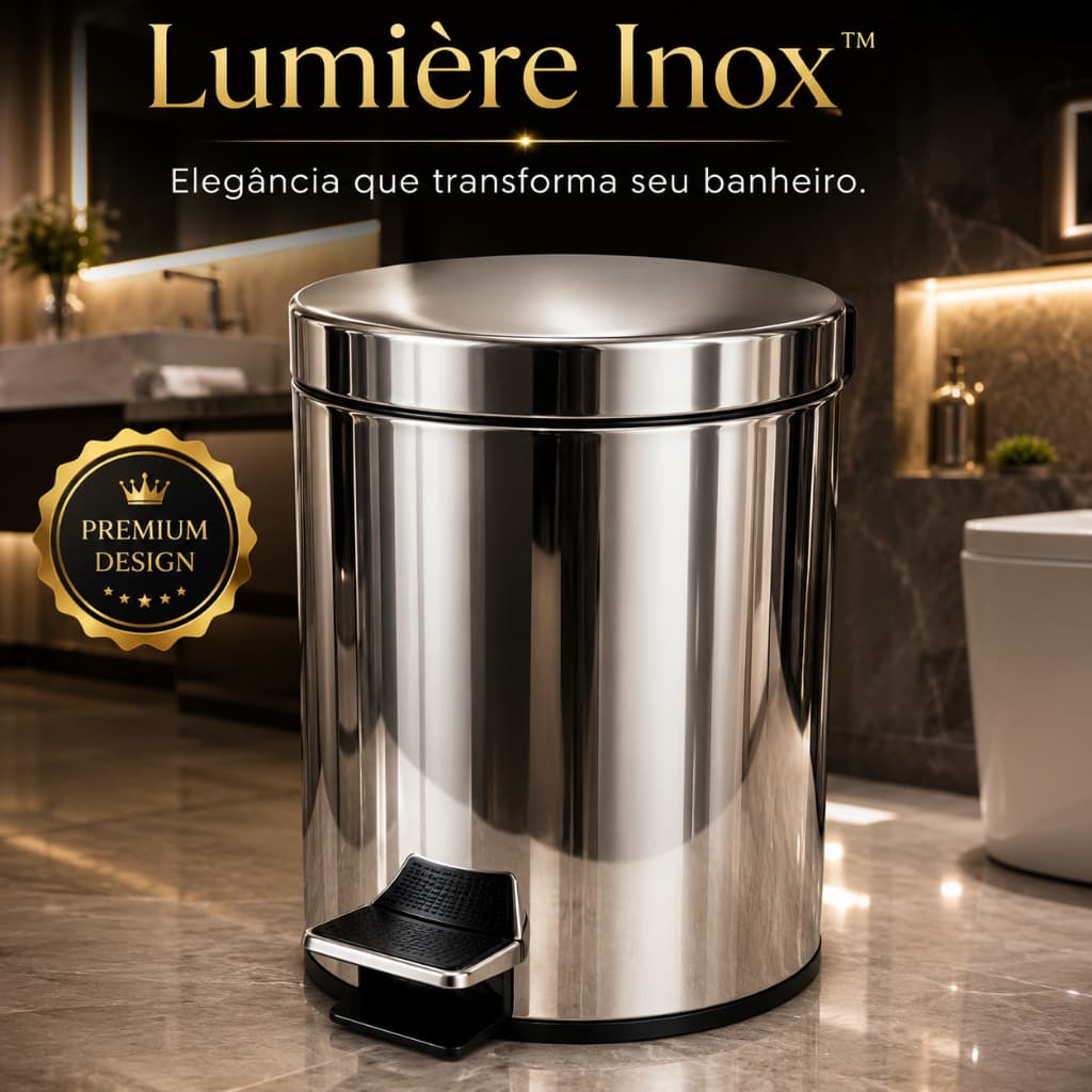 Lixeira Inox 3L com Pedal e Balde Removível para Banheiro Lavabo Escritório