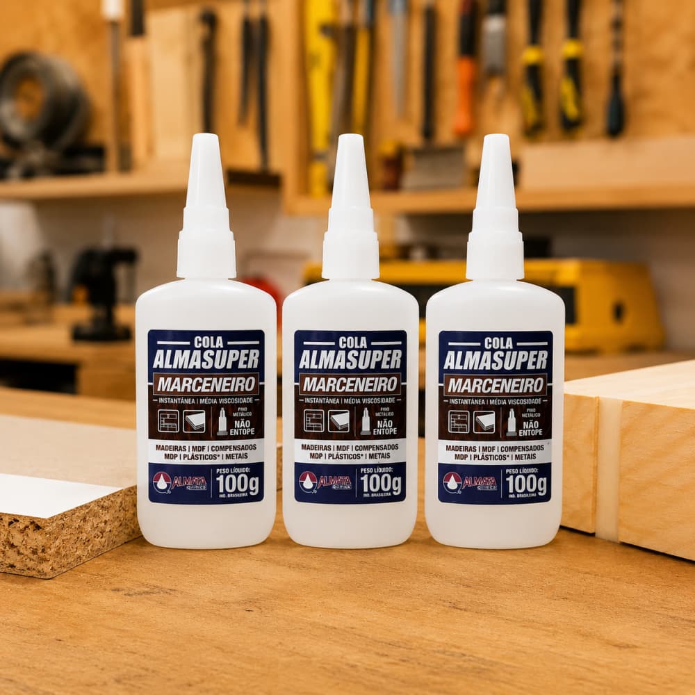 Kit 3 Colas Instantânea Almasuper 100g Adesiva Secagem Rápida Marceneiro