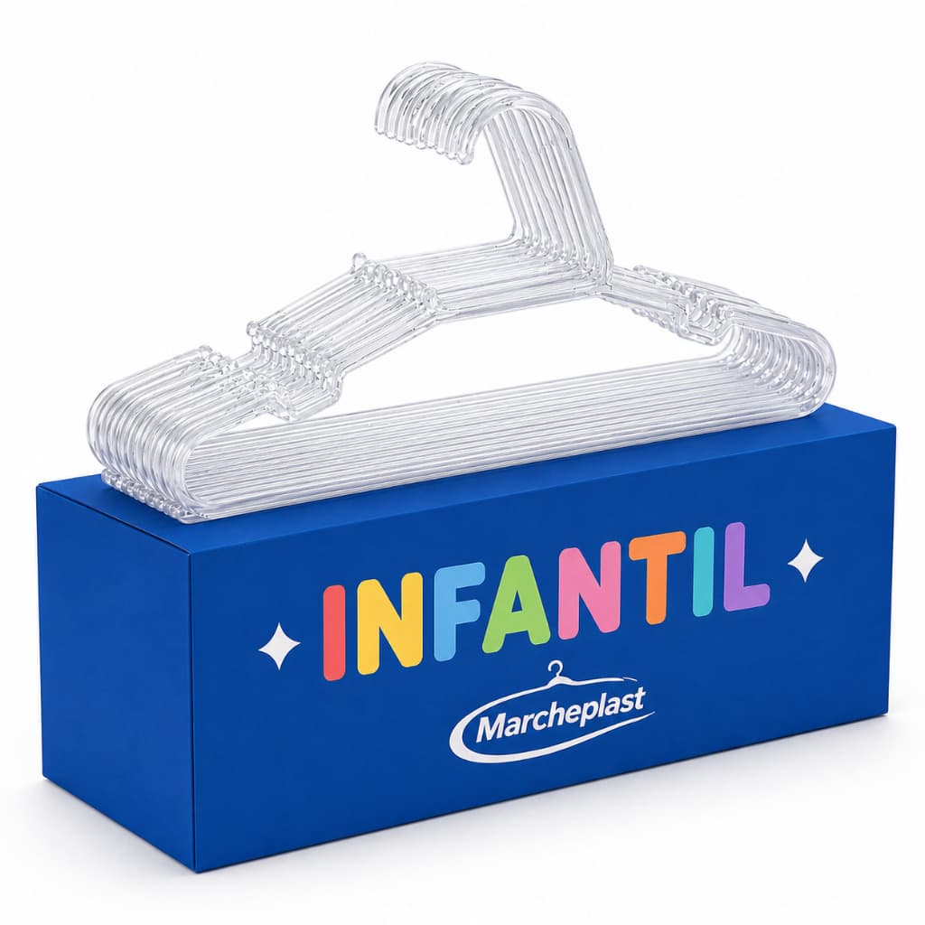 Cabide Infantil Acrílico Transparente Kit com 100 unidades