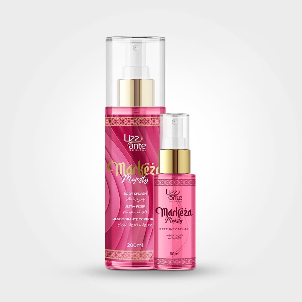 Body Splash 200ml E Perfume Capilar 60ml Markeza Majesty Corpo e Cabelo
