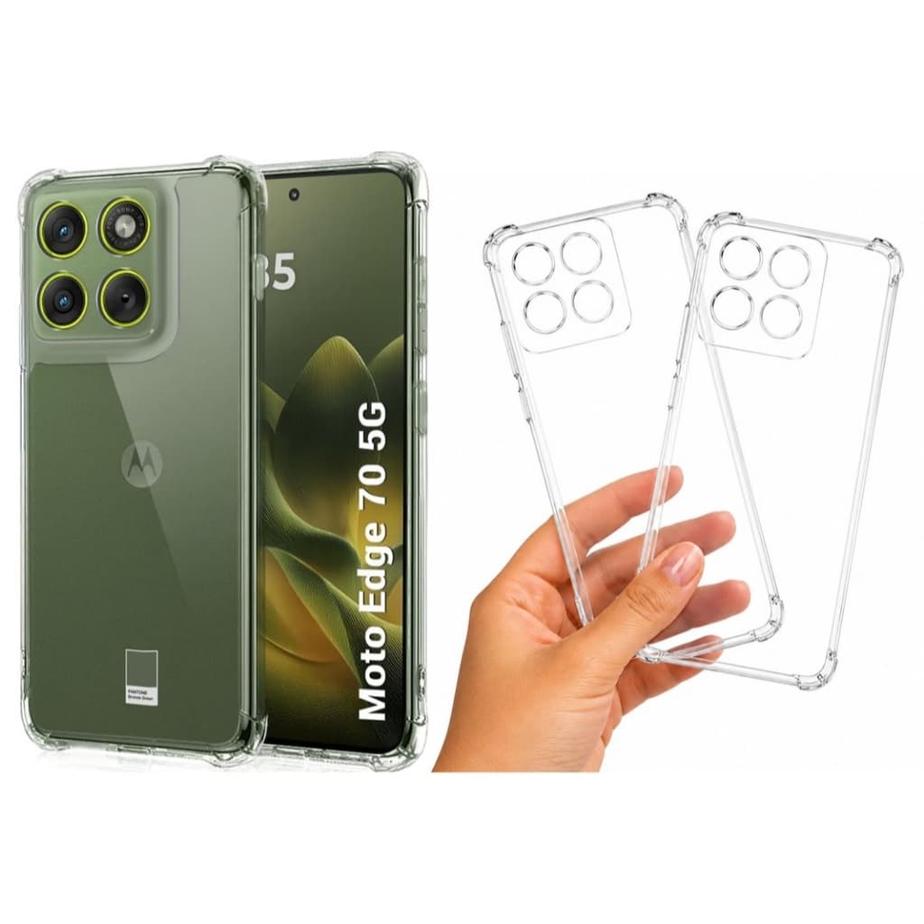 Kit 2 Capas Capinha Anti Impacto Transparente Para Motorola Moto Edge 70 Pro Fusion