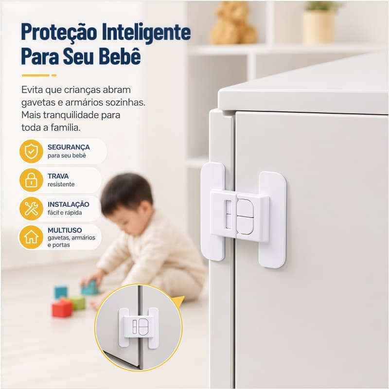Trava Segurança Bebê Para Armário Gaveta Porta Proteção Infantil