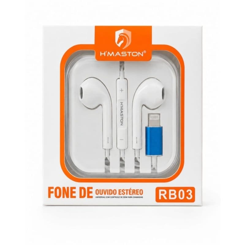 Fone de Ouvido H'Maston Lightning Para iPhone Alta Qualidade e Design Ergonômico