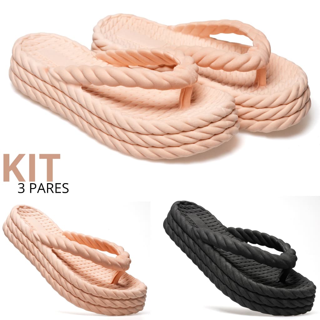 Combo 1 2 e 3 Pares Tamanco 3 Tranças Feminino Confortável Leve