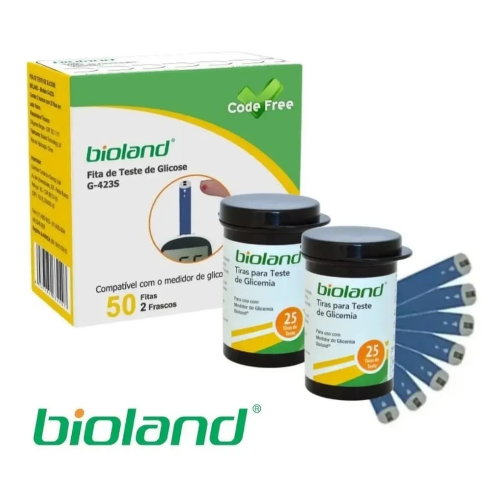 Caixa 50 Fitas de Glicose para Glicosímetro Modelo G-500 / G-425-3 / G-500 Bioland